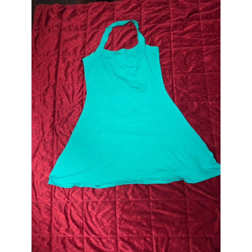 Women’s Green Halter Midi Dress Flared A-Line Sleeveless Summer Sundress Medium